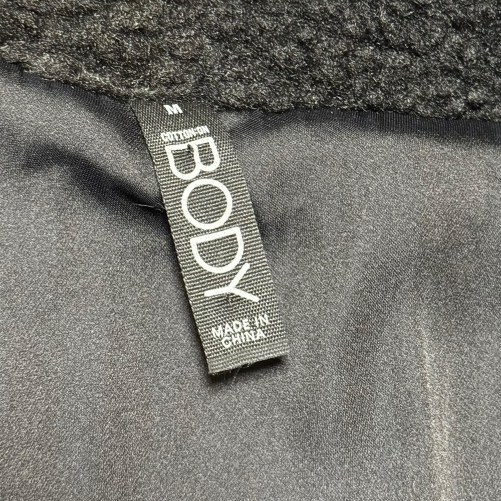 Cotton-On Body Women's Black Sherpa Fleece Zip-Up Jacket Size M Casual - Picture 5 of 9